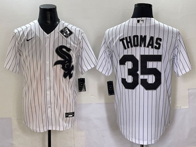 Men 2025 Chicago White Sox #35 Thomas White Stripe Game Nike MLB Jersey style 6